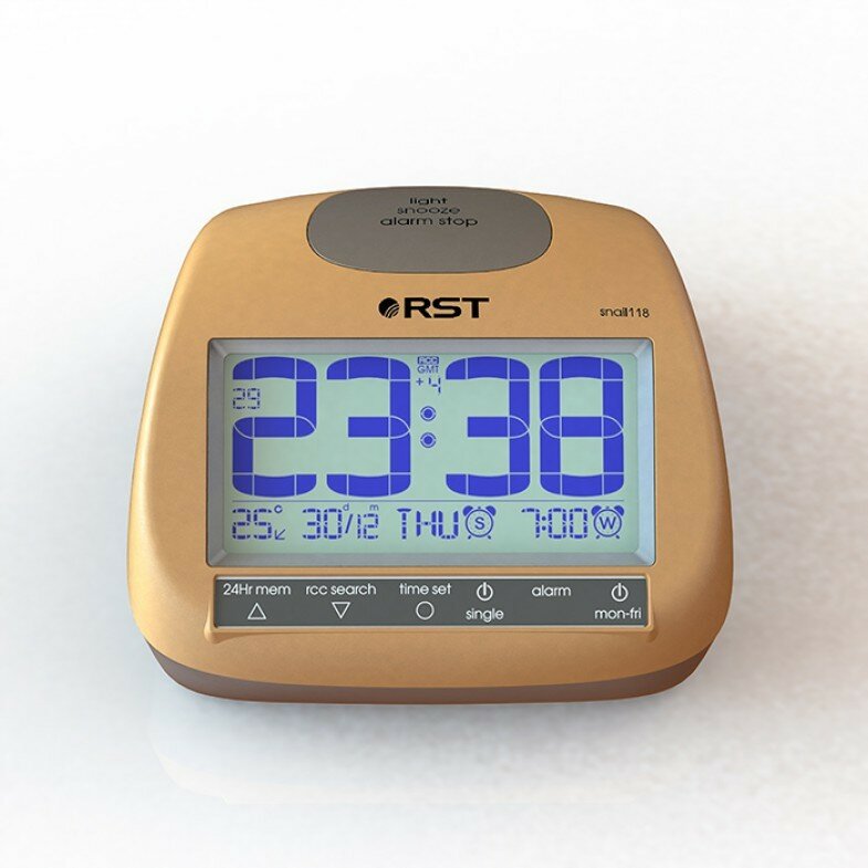 Часы будильник RST радиоконтролируемые Snail 118 Золото - фотография № 3