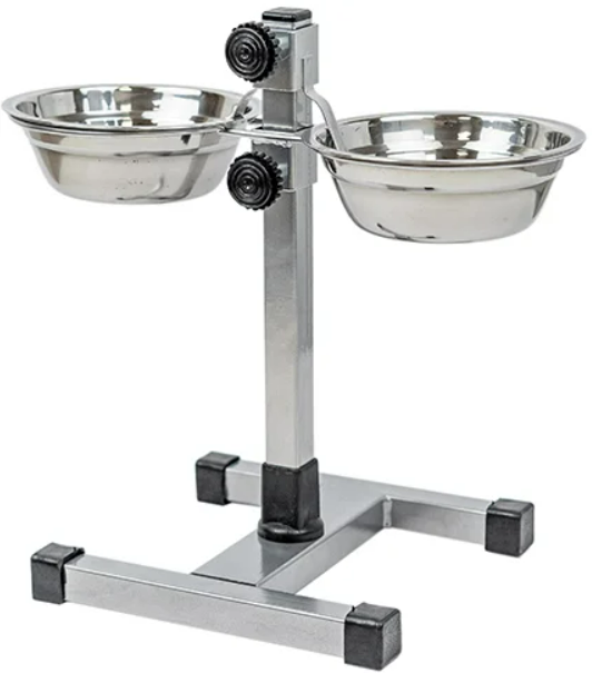 фото Homepet подставка металлическая регулируемая с мисками хром