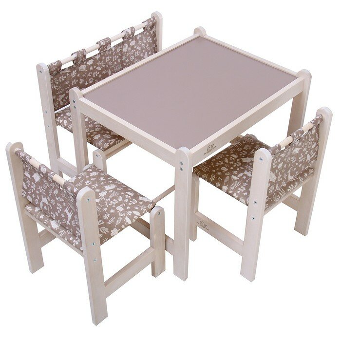 Набор детской игровой мебели: стол + 2 стула + скамья, «Каспер», коричневый - фотография № 2