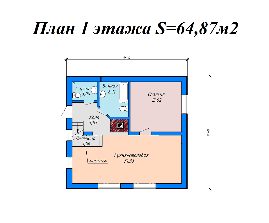 Проект жилого дома SD-proekt 15-0029 (109,68, 9,6*9,0 м, газобетонный блок 400 мм, декоративная штукатурка) - фотография № 5