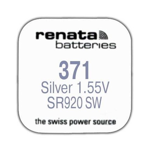 Renata R 371 (SR 920 SW, 1.55V, 38mAh, 9.5x2.1mm)(батарейка для часов) (Цена за: 10 шт.)