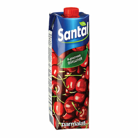 Напиток сокосодержащий SANTAL (Сантал) Red красная вишня 1 л тетра-пак, 4 шт