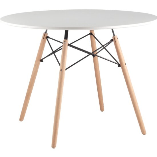 Стол обеденный STOOL GROUP EAMES DSW D=100, белый на дер. ножках