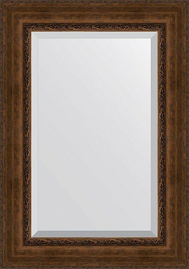 Зеркало Evoform с фацетом в багетной раме состаренная бронза с орнаментом 120 мм, 72x102 см - фото №1