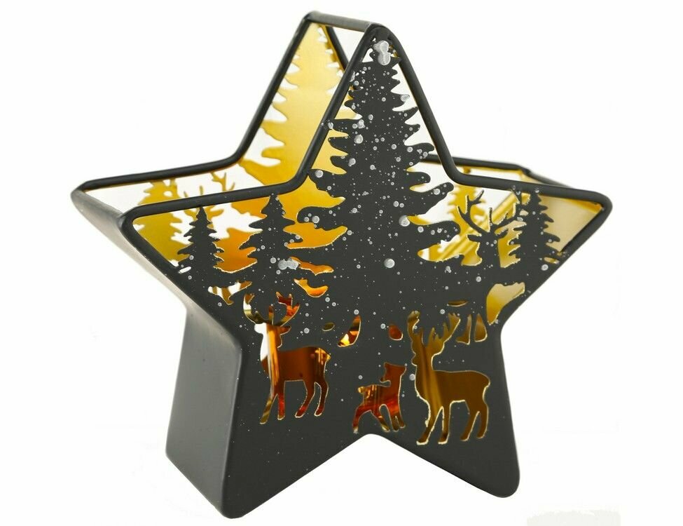 Новогодний подсвечник под чайную свечу "Звезда сиерво", металл, чёрный, 18х8х17 см, Boltze - фотография № 4