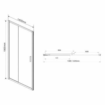 Душевая дверь Vincea Garda VDS-1G140CLB, 1400, черный, стекло прозрачное - фотография № 2