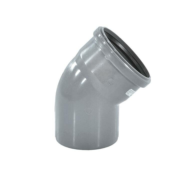 фото Отвод PP-H серый Дн 32х45гр б/нап в/к VALFEX 20102032