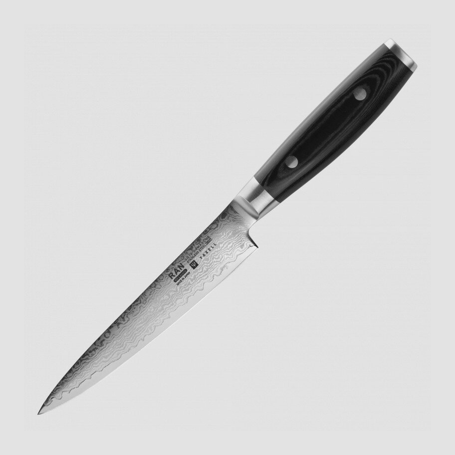 YAXELL Нож кухонный для тонкой нарезки 18 см, «Sujihiki», дамасская сталь YA36007 Ran