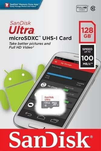 Карта памяти microSDXC SanDisk 128Gb Ultra 100Mb/s SDSQUNR-128G-GN6MN, 1шт.