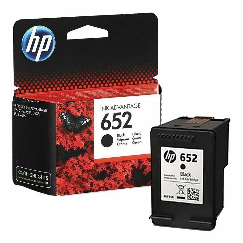 Картридж струйный HP (F6V25AE) DeskJet 2135/3635/3835/4535/4675/1115, №652, черный, оригинальный, ресурс 360 с