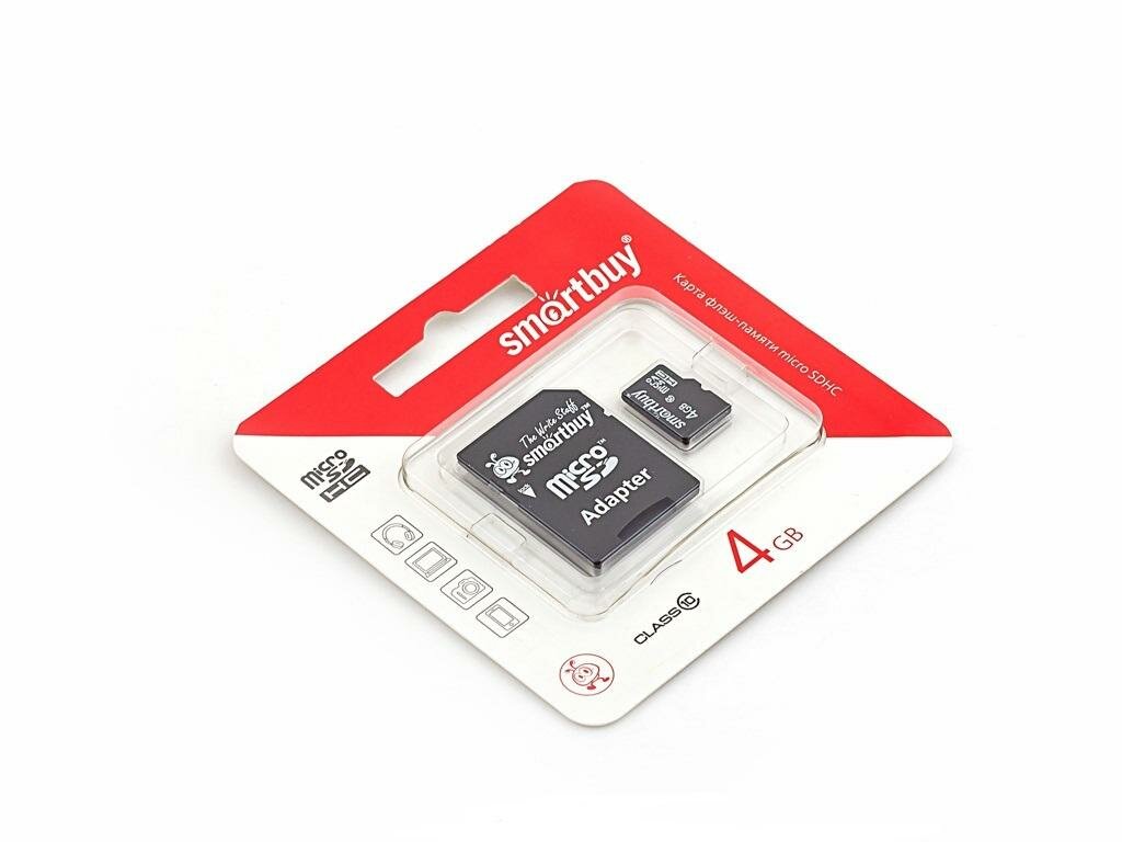 Карта памяти 4GB SmartBuy micro SDHC class 10 (SD адаптер) - фото №1