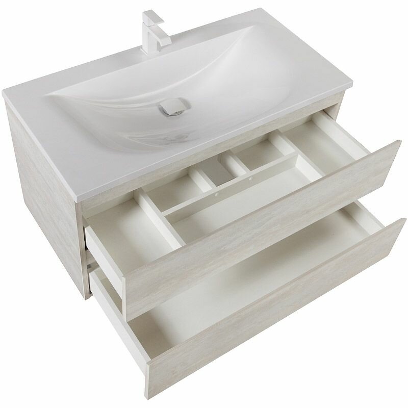 Тумба с раковиной Cezares Molveno 100 см MOLVENO-100-2C-SO-LB legno bianco - фото №2
