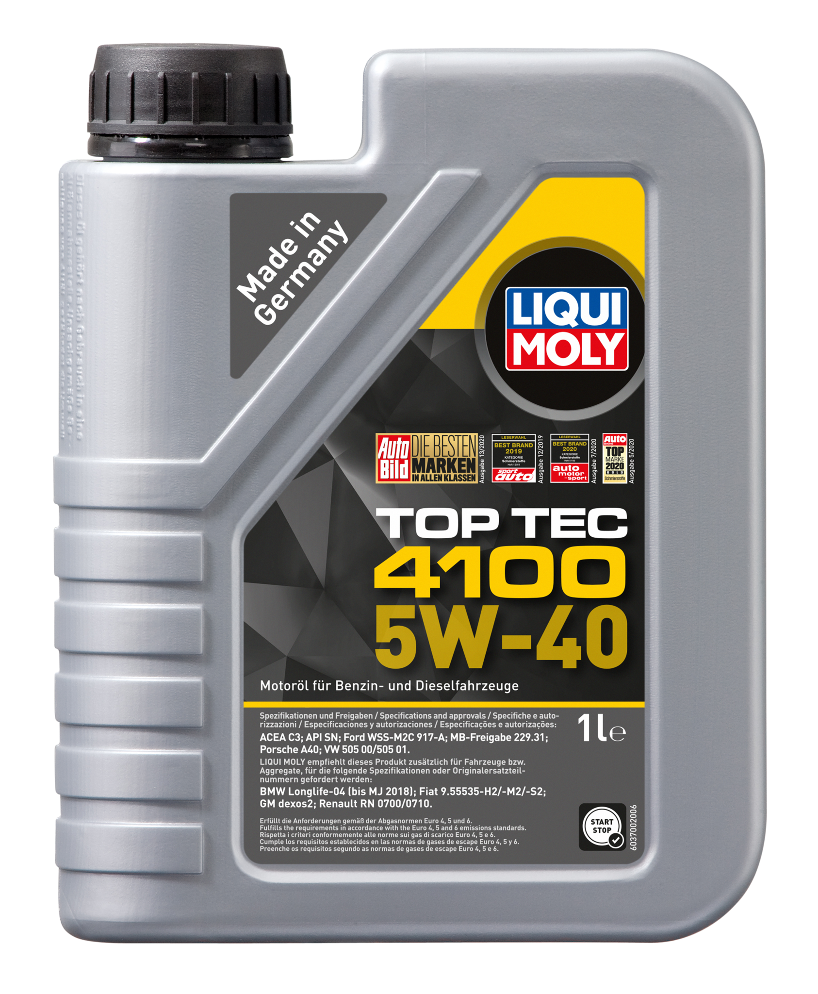 Моторное масло Liqui Moly Top Tec 4100 5W40 hc-синтетическое 1л (Все Liqui Moly Масла)