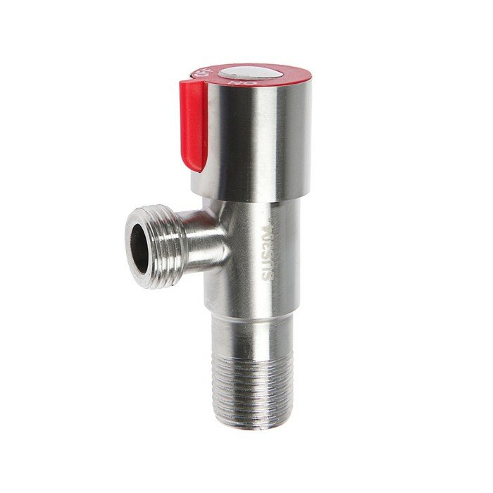 фото Кран шаровой Accoona A473G-4, 1/2"х1/2" наружная резьба, для быт. приборов, угловой, красный