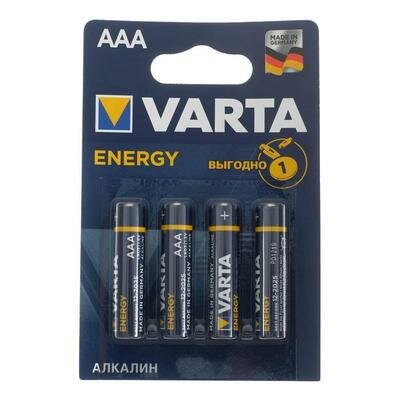 Батарейка алкалиновая Varta Energy, AAA, LR03-4BL, 1.5В, блистер, 4 шт. Varta 5217292