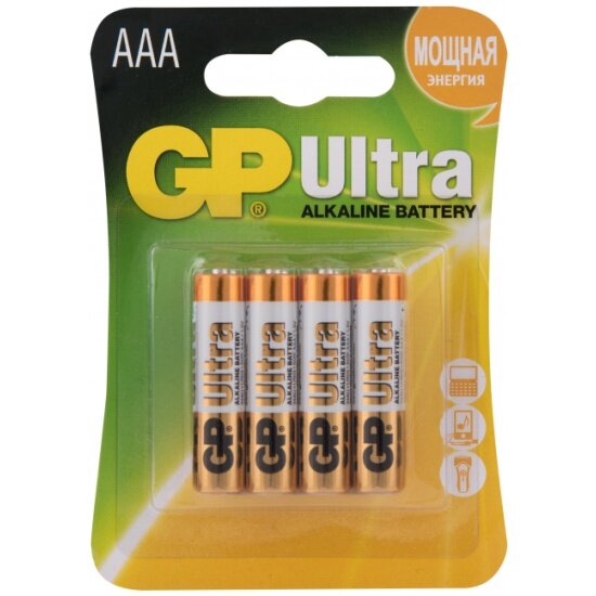 Элемент питания GP Ultra Alkaline LR03 AAA бл 4, 24AU-2CR4