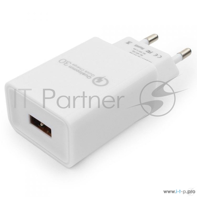 Адаптер питания Cablexpert Mp3a-pc-16, QC 3.0, 100/220V - 1 USB порт 5/9/12V, белый