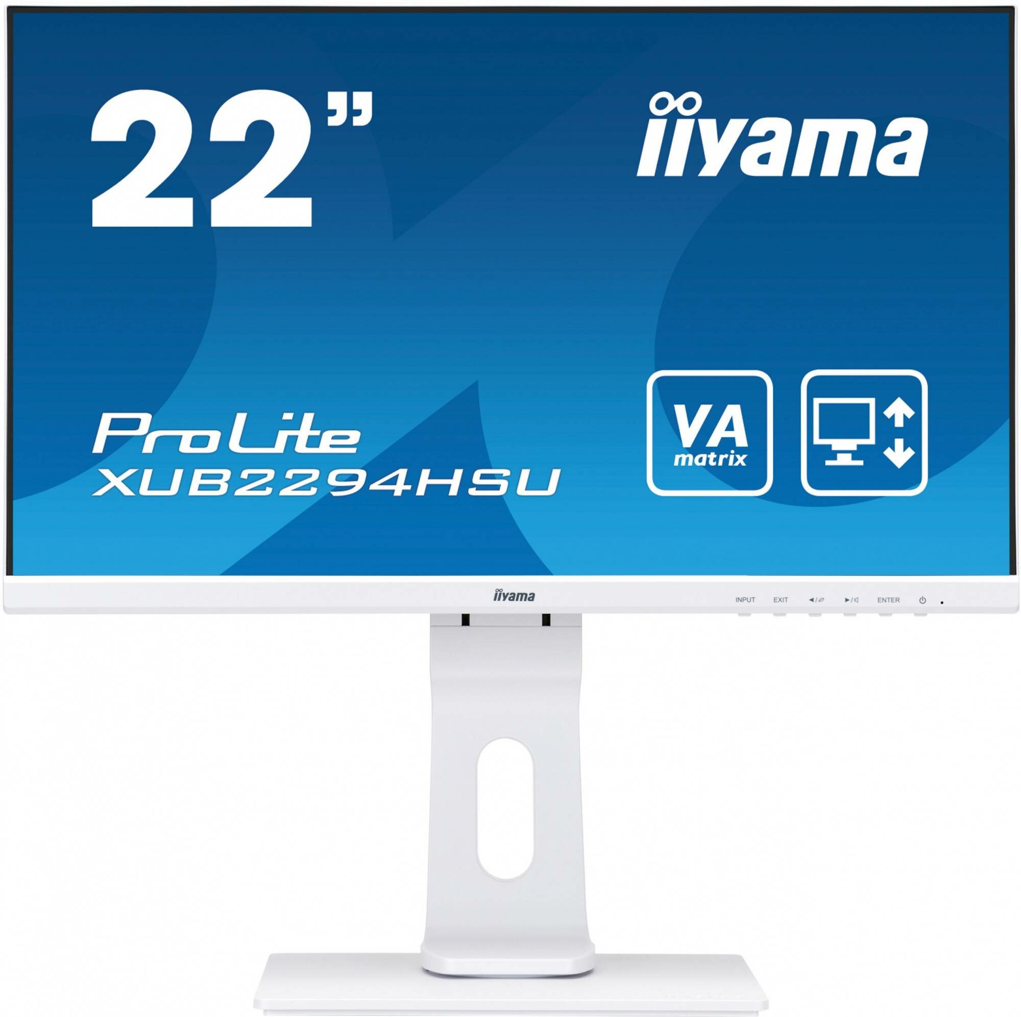 Монитор 21.5" Iiyama ProLite XUB2294HSU-W1, 1920х1080, 75 Гц, VA, белый