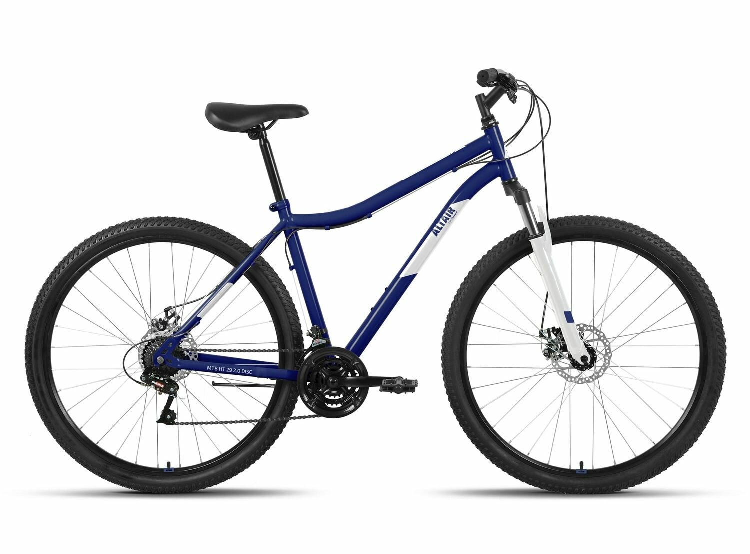 Велосипед ALTAIR MTB HT 2.0 D 29" (2022) (Велосипед ALTAIR MTB HT 29 2.0 D (29" 21 ск. рост. 21") 2022, темно-синий/серебристый, RBK22AL29180)