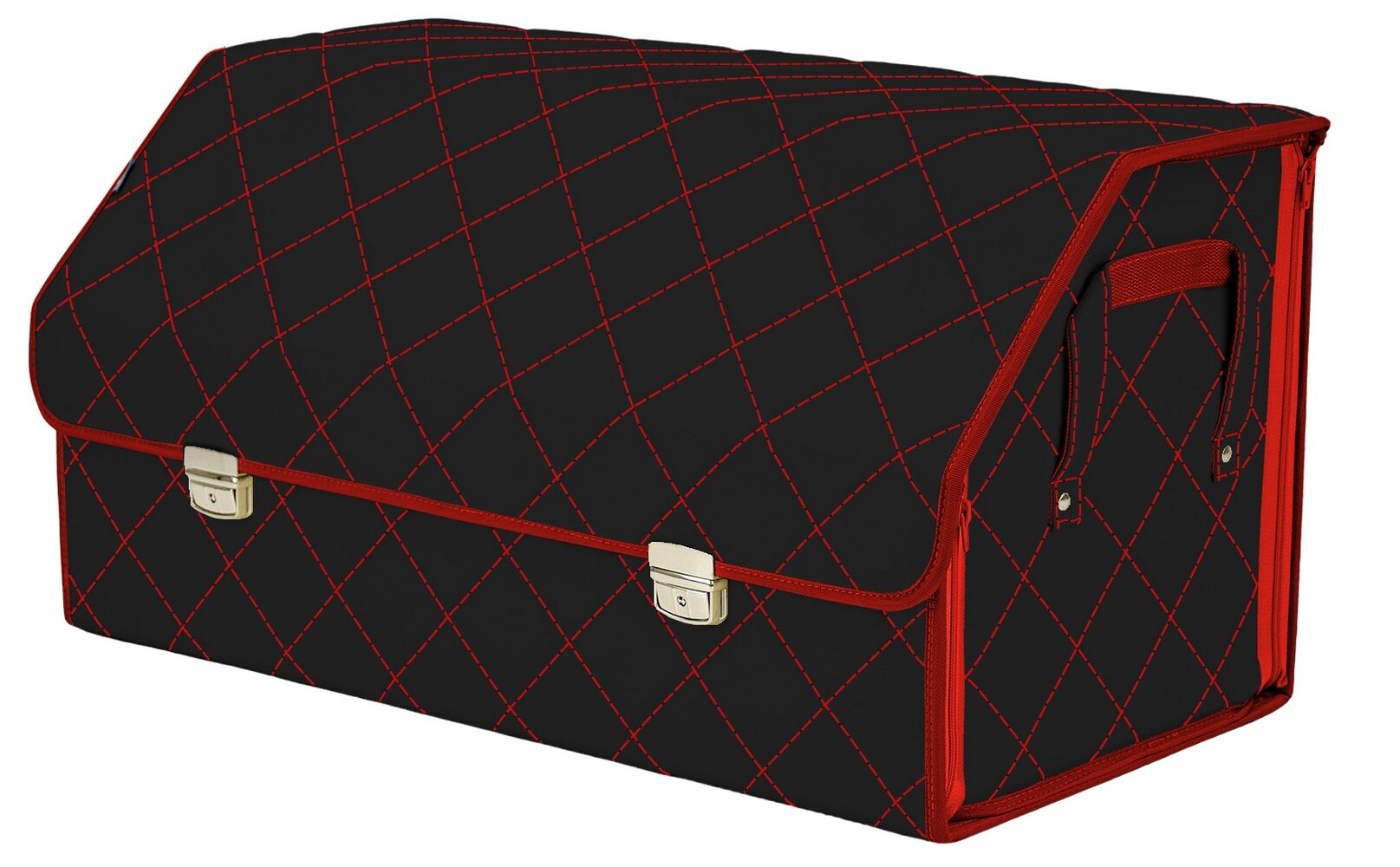 Органайзер в багажник "Союз Премиум" (размер XL Plus). Искожа. Цвет: черный с красной пр-й Ромб.