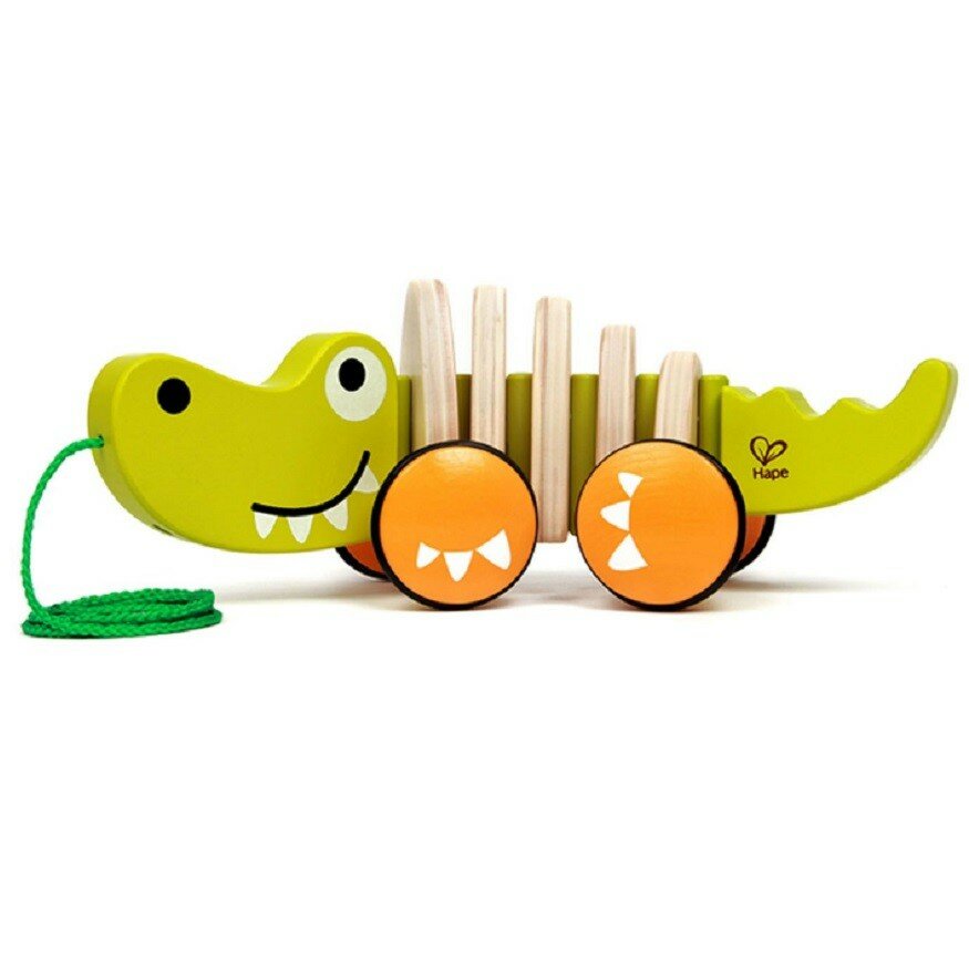 Деревянная игрушка - каталка Крокодил для детей от 1 года