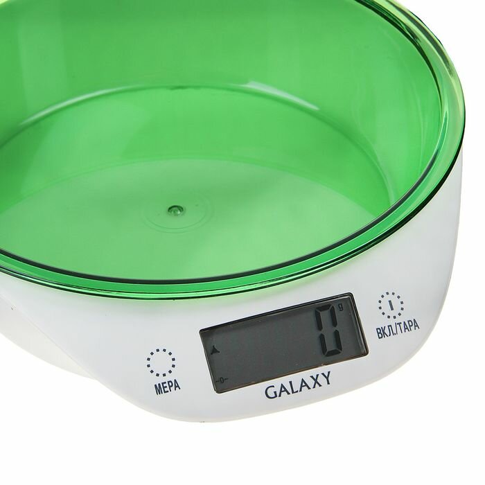 Galaxy Весы кухонные Galaxy GL 2804, электронные, до 5 кг, LCD-дисплей, бело-зелёные - фотография № 2