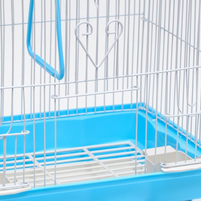Клетка для птиц укомплектованная, с кормушками, 30 х 23 х 39 см, голубая - фотография № 4