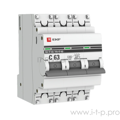 EKF mcb4763-3-50C-pro Автоматический выключатель 3P 50А (C) 4,5kA ВА 47-63 EKF PROxima .