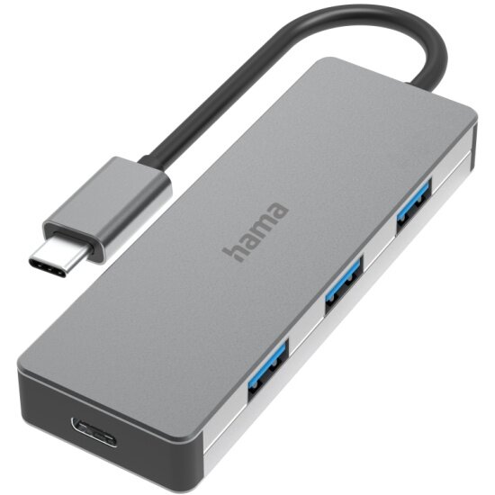 Разветвитель USB-C HAMA H-200105 4 порта серый (00200105)