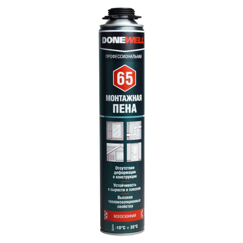 фото Пена монтажная проф DONEWELL 65, всесезонная, 1000 мл/850 г (209830)