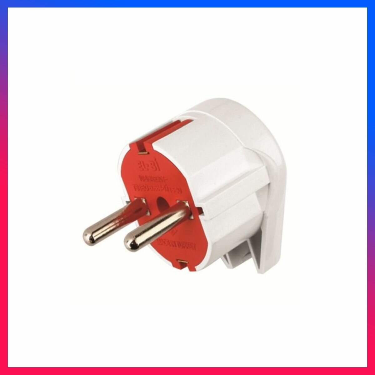 фото Вилка для удлинителя/прибора Угловая С заземлением Бело-Красный 16А EL-BI арт. 505-001301-820