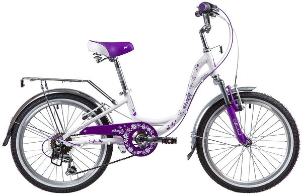 Подростковый городской велосипед Novatrack Butterfly 20 6 (2019) фиолетовый в собранном виде