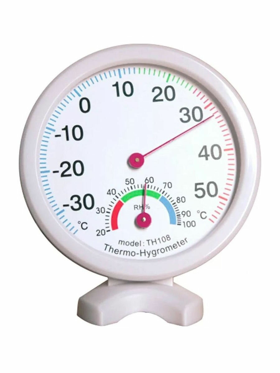 Механический прибор для измерения температуры и определения влажности со стрелочным измерителем - настольно-настенный термометр-гигрометр TH108