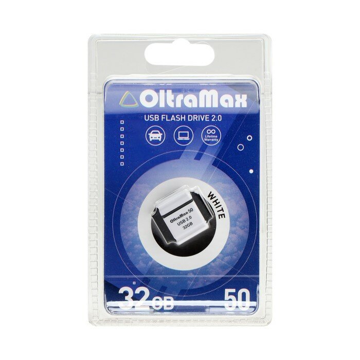 Флешки Без бренда Флешка OltraMax 50, 32 Гб, USB2.0, чт до 15 Мб/с, зап до 8 Мб/с, белая