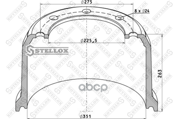 85-00133-Sx_. !351X200/219 H=263 D=225.5/275 N8x24 Ror Stellox . 85-00133-SX