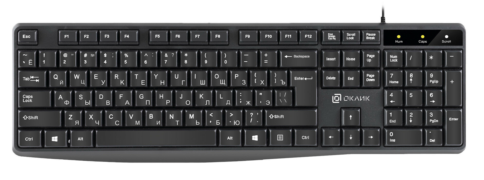 Клавиатура Оклик 145M черная USB Multimedia (1659983) влагозащищенная