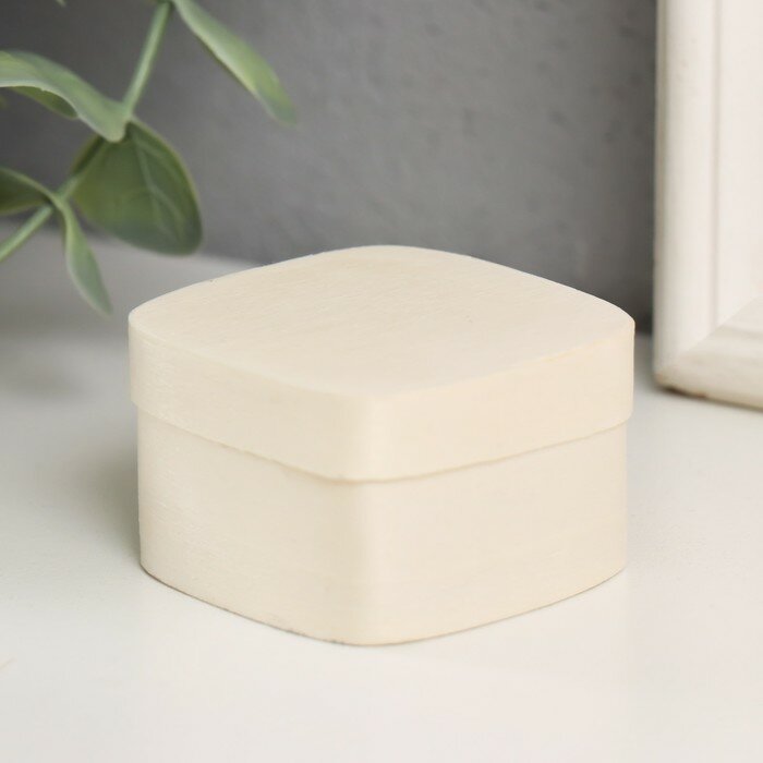 фото Шкатулка дерево под роспись закруглённый квадрат "Тонкий лист" 4,5х4,5х3 см