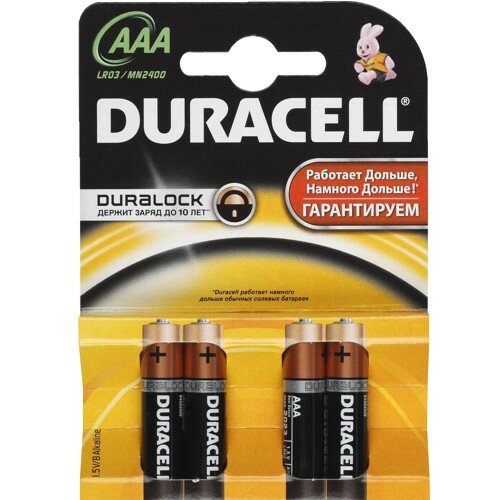 Батарейка ААА щелочная Duracell LR03-4BL Basic в блистере 4шт.