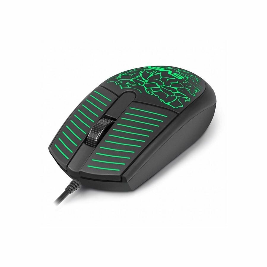 Мышь SVEN RX-70 чёрная (2+1кл. 1200DPI, подсветка, каб. 1,5м, блист.) - фото №1