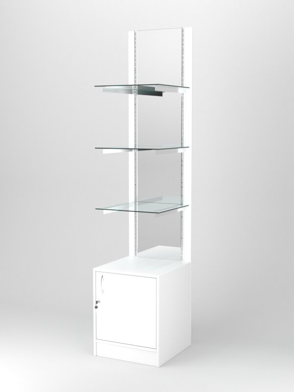 фото Стеллаж "астерия" №8, задняя стенка Зеркало, Белый 45 x 47 x 202 см