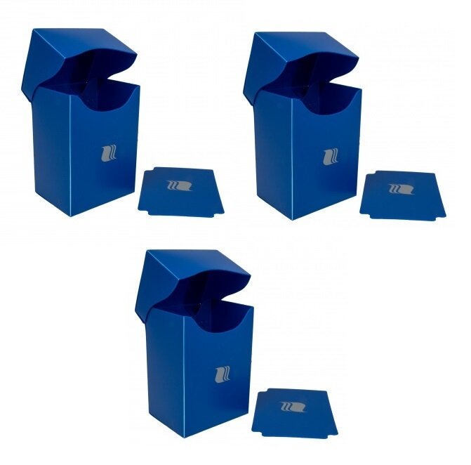 фото 3 пластиковые коробочки Blackfire вертикальные - Синие (на 80+ карт)