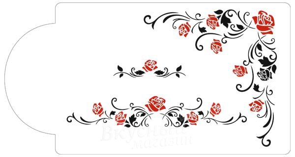 Трафарет для мастики/марципана Угловой декор из роз К102