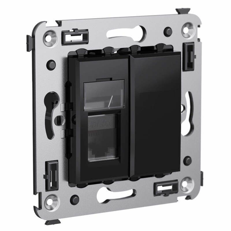 фото DKC Avanti Черный квадрат Розетка телефонная одинарная