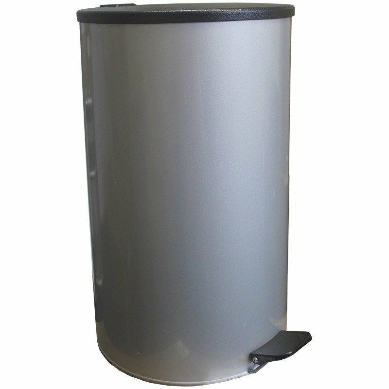 Ведро-контейнер для мусора (урна) Титан 40л с педалью круглое металл серый металлик