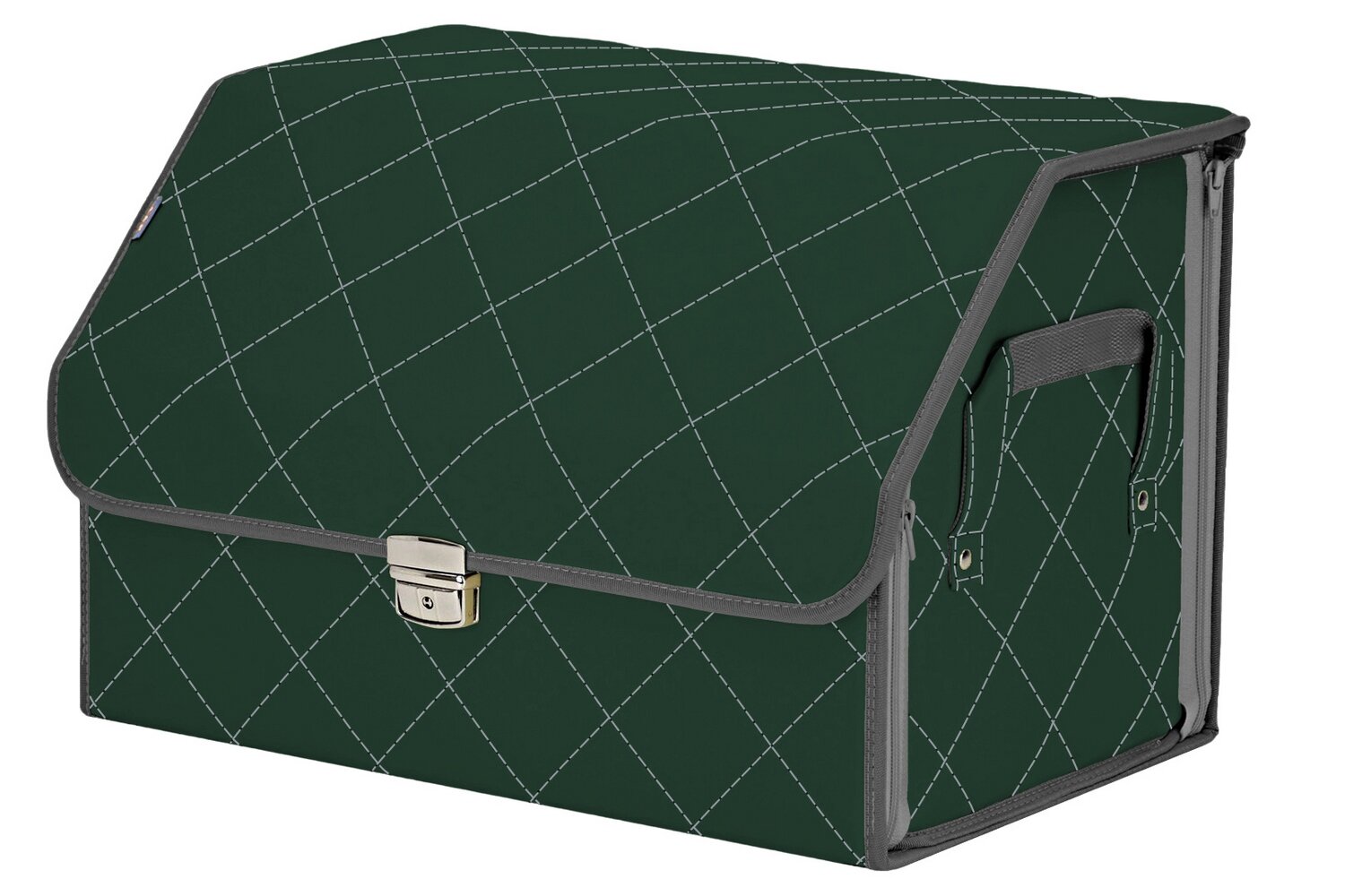 Органайзер-саквояж в багажник "Союз Премиум" (размер L). Цвет: зеленый с серой прострочкой Ромб.