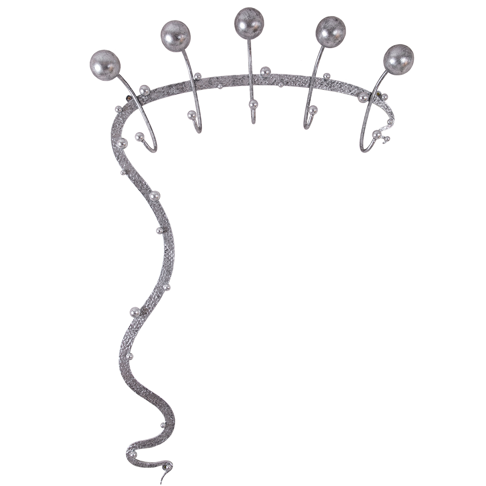 Вешалка настенная BOGACHO Heri Modern с 5 крючками из кованой стали серебристого цвета ручная работа - фотография № 14