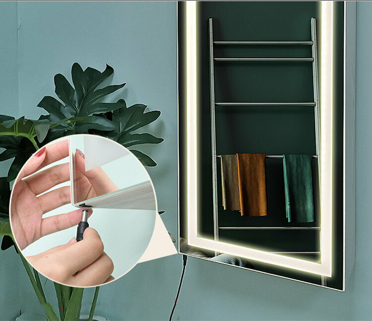 Настенный шкаф-зеркало для украшений и косметики с подсветкой omi 70 - фотография № 8