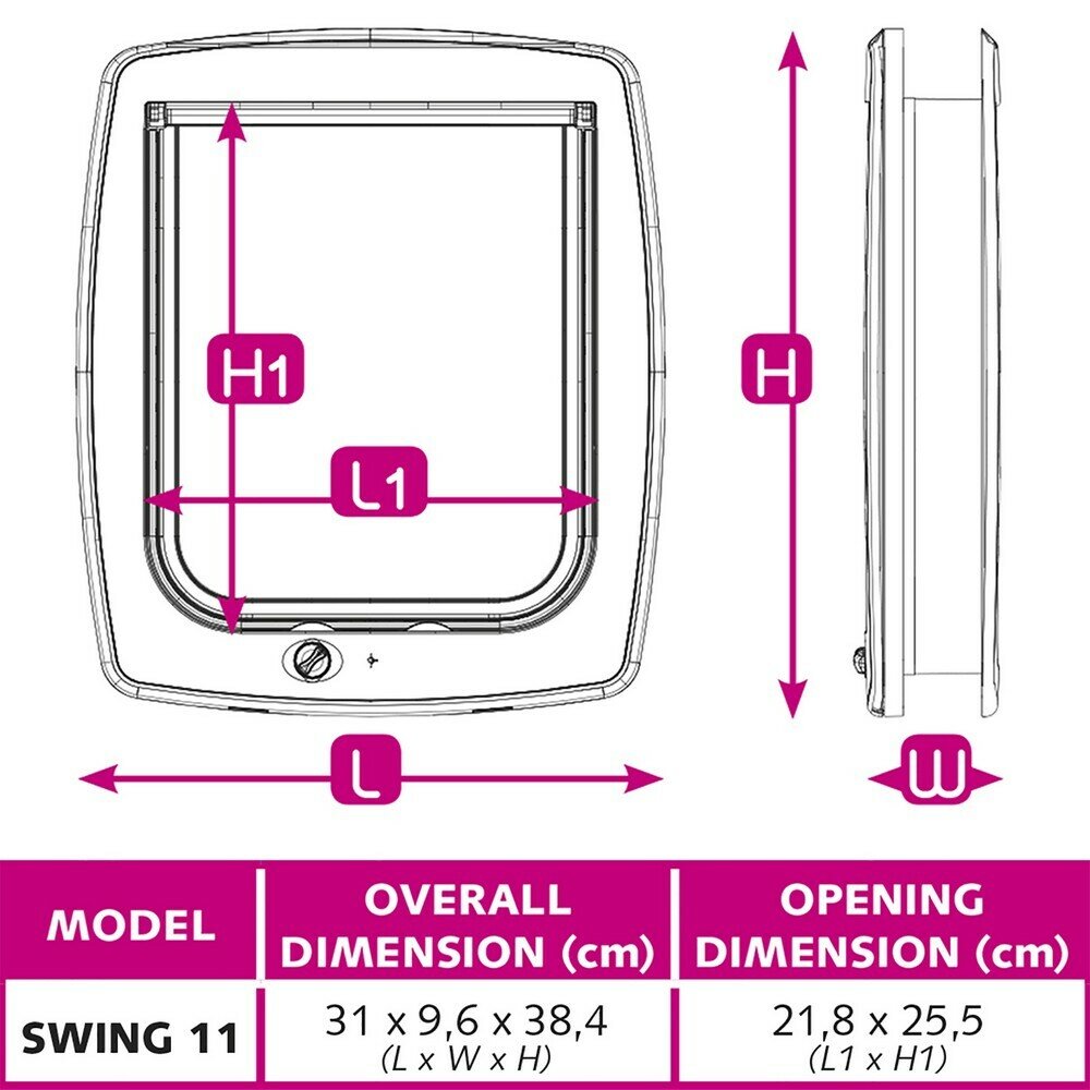 Двери входные для животных SWING 11 TUNNEL белые 31х38.4 (Р) - фотография № 6