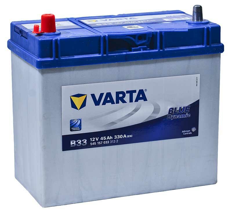 Аккумулятор автомобильный Varta Blue Dynamic Asia B33 45 А/ч 330 A прям. пол. тонкие клеммы Азия авто (238x129x227) 545157