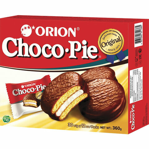 Печенье ORION (12 шт х 30 г), 4 шт по 360 "Choco Pie Original" - фотография № 1